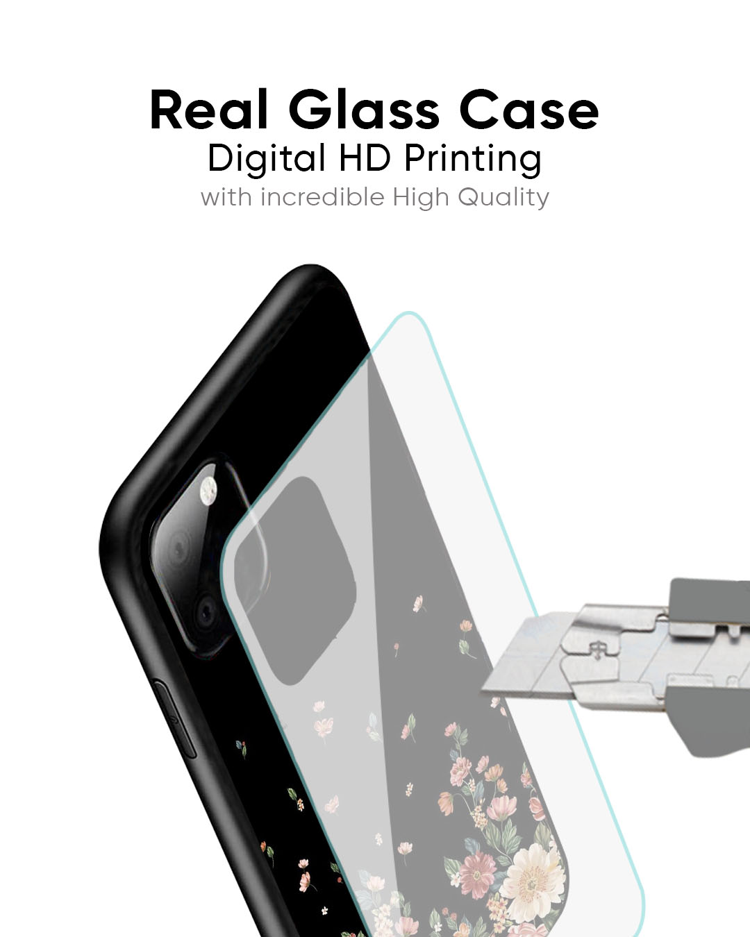 Floating Floral Print Glass Case for iPhone 7