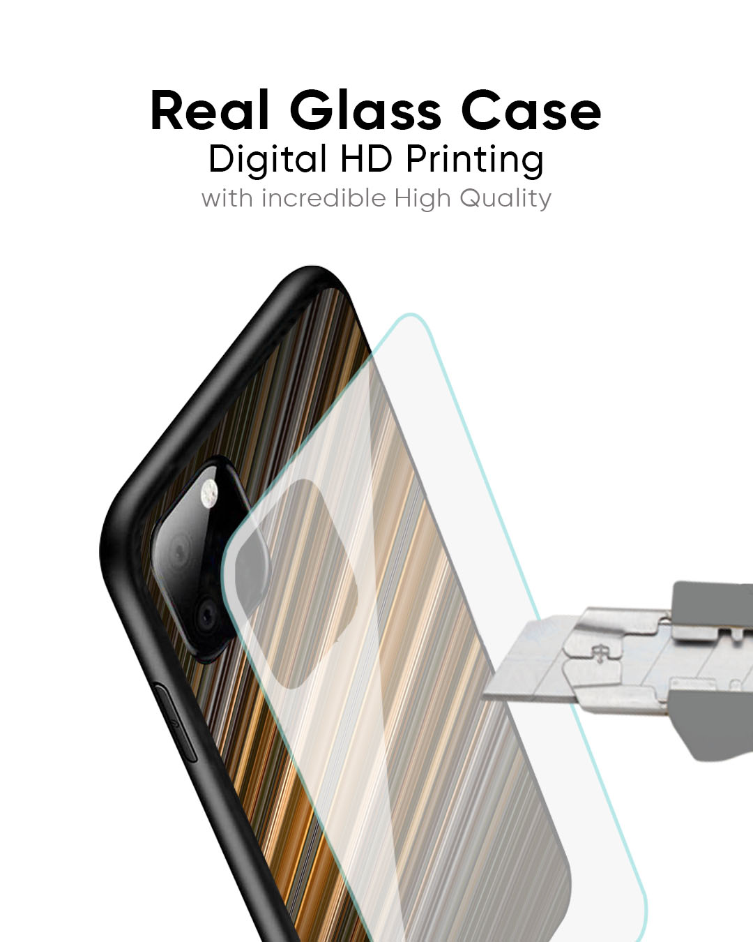 Diagonal Slash Pattern Glass Case for iPhone 7
