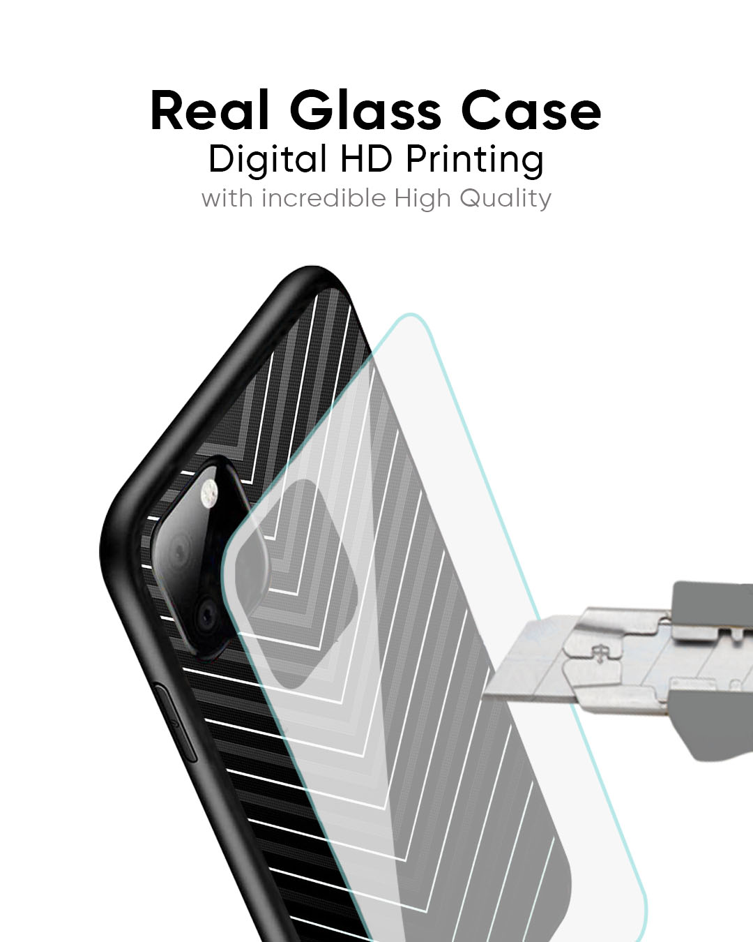 V Pattern Glass Case for iPhone 7