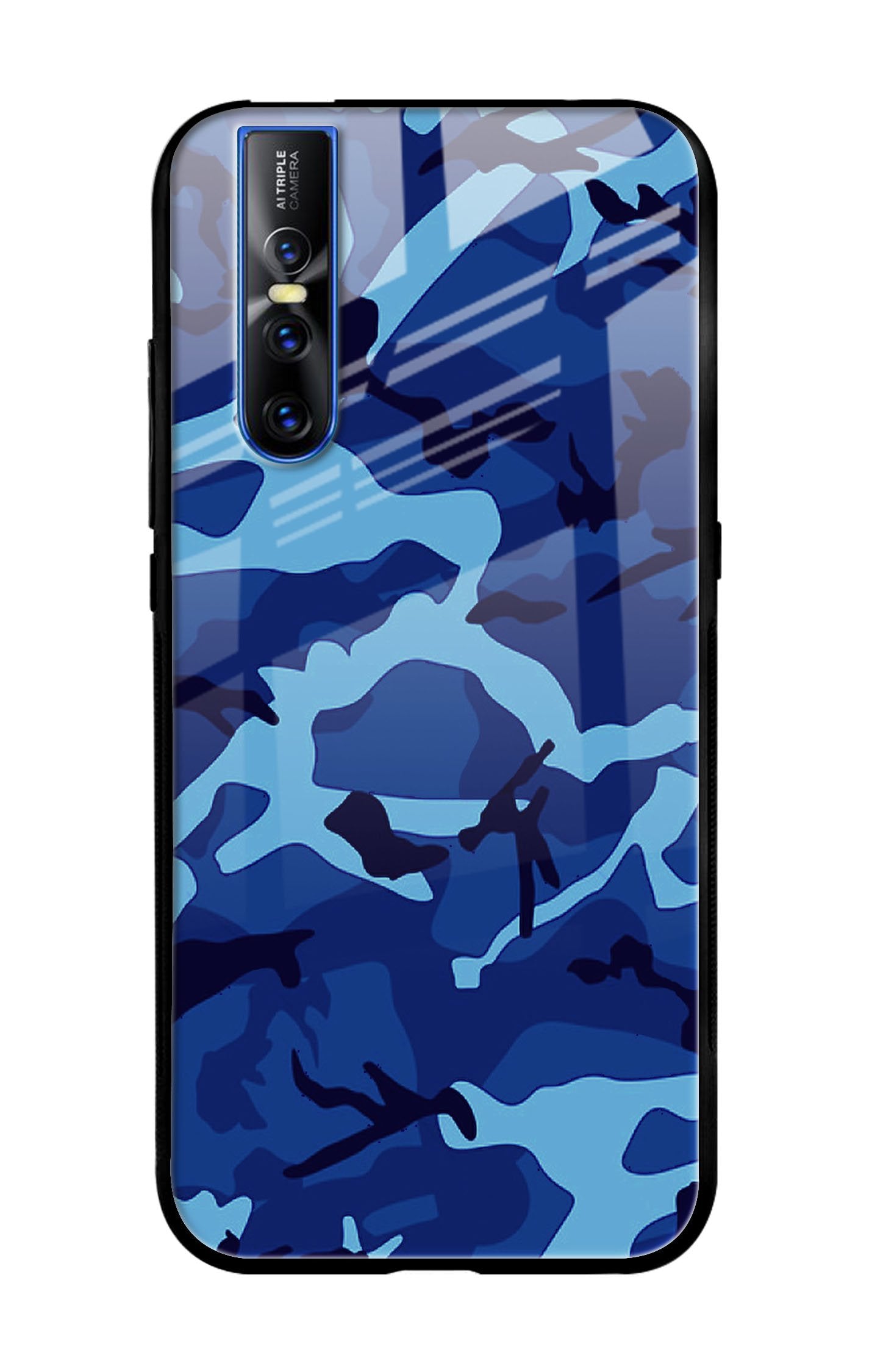 Army Blue Glass case for Vivo V15 Pro
