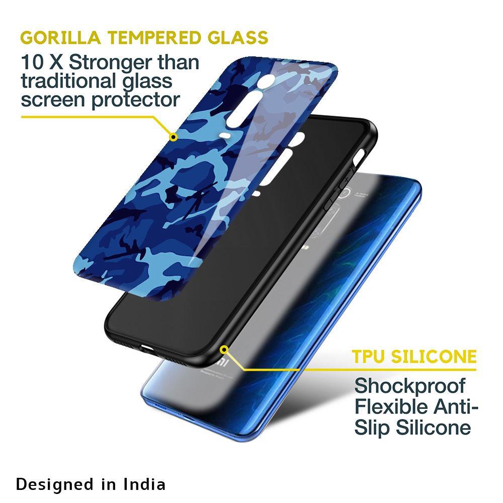 Army Blue Glass case for Poco X2