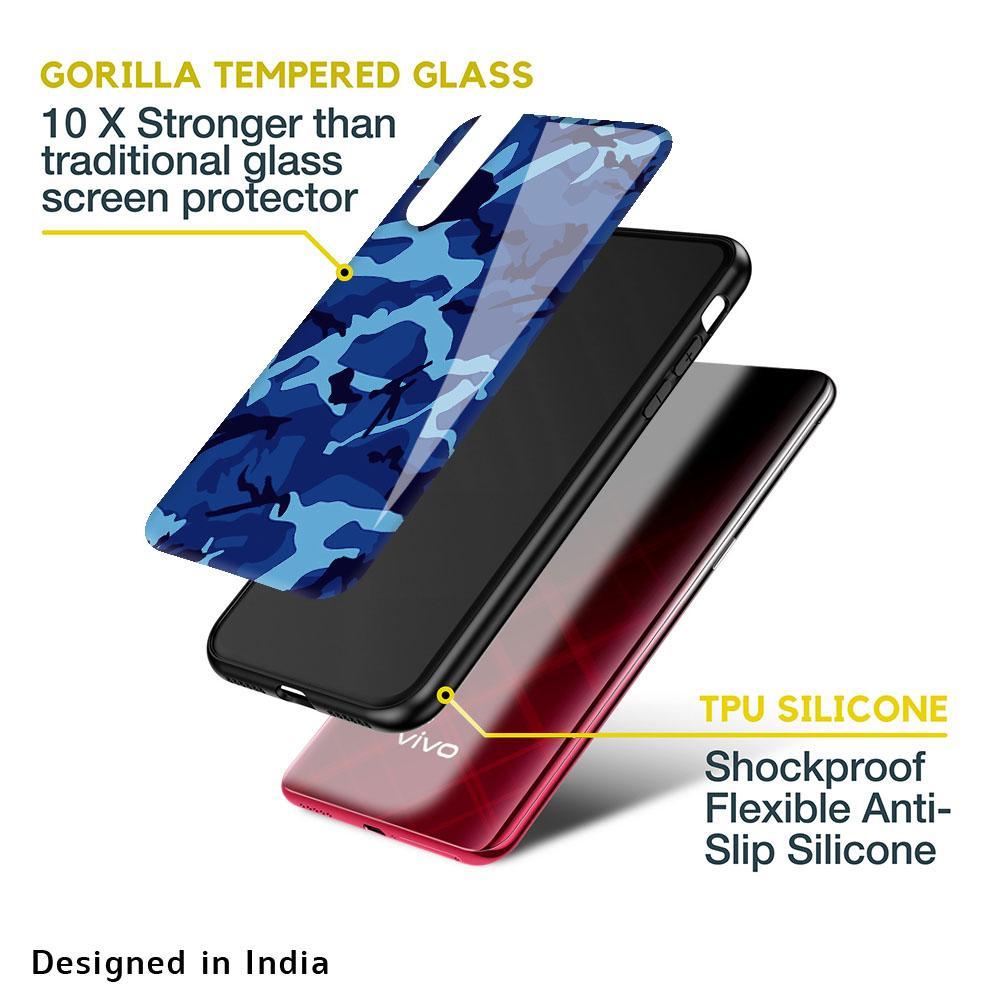 Army Blue Glass case for Vivo V17 Pro